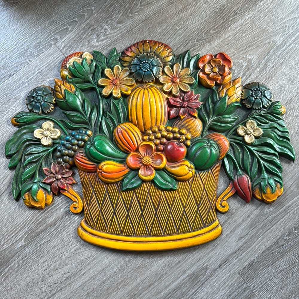 Vintage Miller Studio Inc Mid Century Modern Flower/Fruit Wall Bouquet Plaque